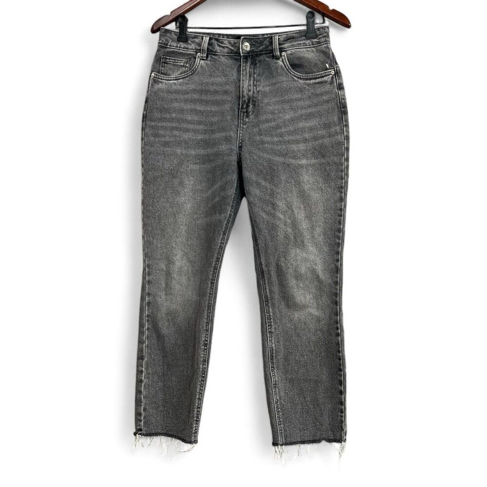 Vero Moda Womens Jeans size 29/30 Black Denim Frayed Hem Cropped